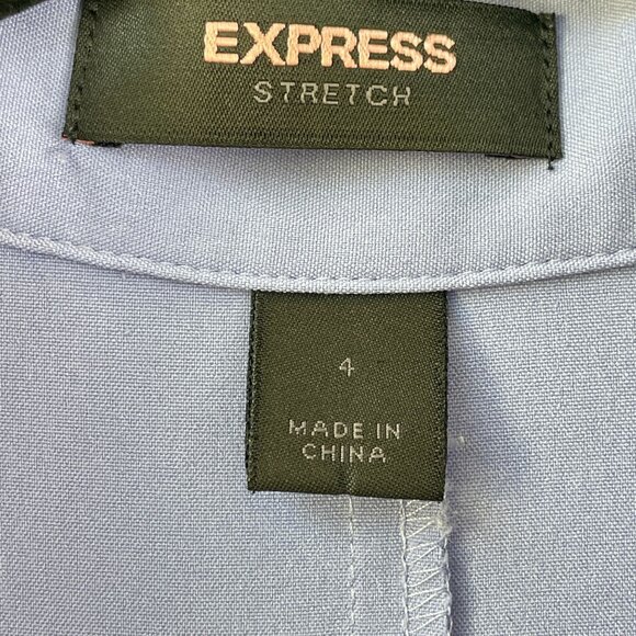 Express Womens 4 Purple Fitted Stretch Button Up Dress Shirt Long Sleeve Blouse - Picture 4 of 7